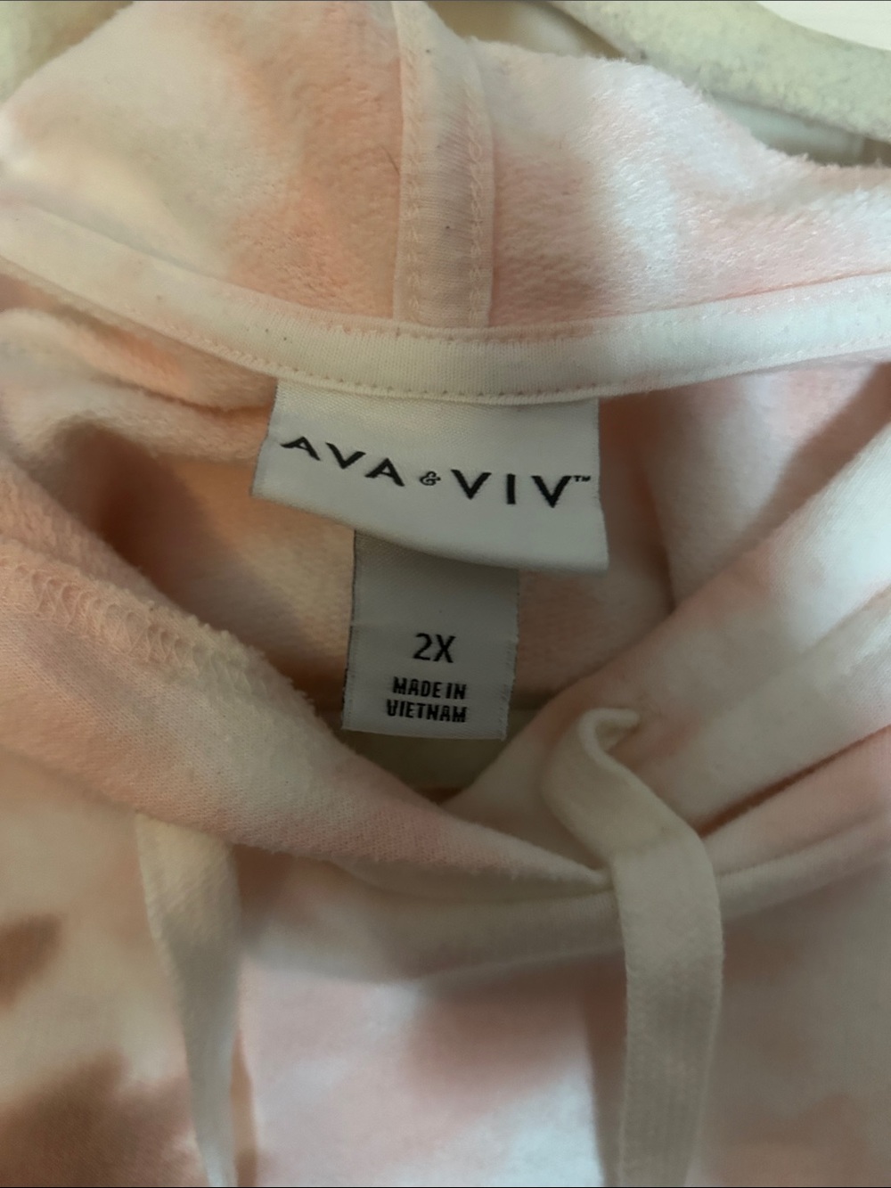 Ava & Viv oversized brown & pink tie-dye hoodie fleece lined sweatshirt 2X - Picture 2 of 3
